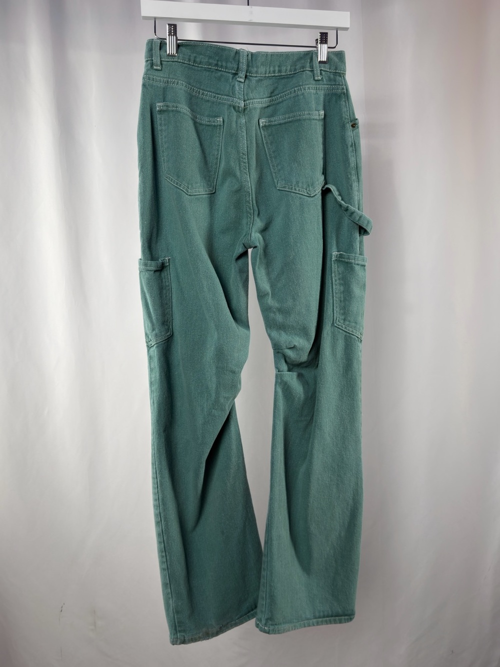 Lioness Cotton Wide Leg Denim Cargo Pants in Teal Size Small - Picture 5 of 8